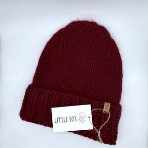 Handmade Chunky Beanie — Thick Knit Hat, Warm Winter Accessory (Burgundy)